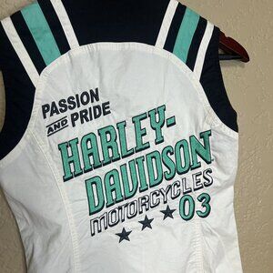 Y2K Vintage Harley Davidson Sleeveless Full Front Zip Top Size XS/Small